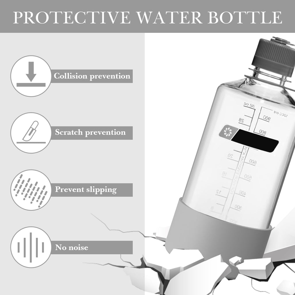 Linkidea 2 Pack Water Bottle Boot Compatible with Nalgene Sustain Wide Mouth 32oz/48oz, Narrow Mouth 32oz, Silicone Anti-Slip Bottle Bottom Bumper Protector (Grey) - LKKS