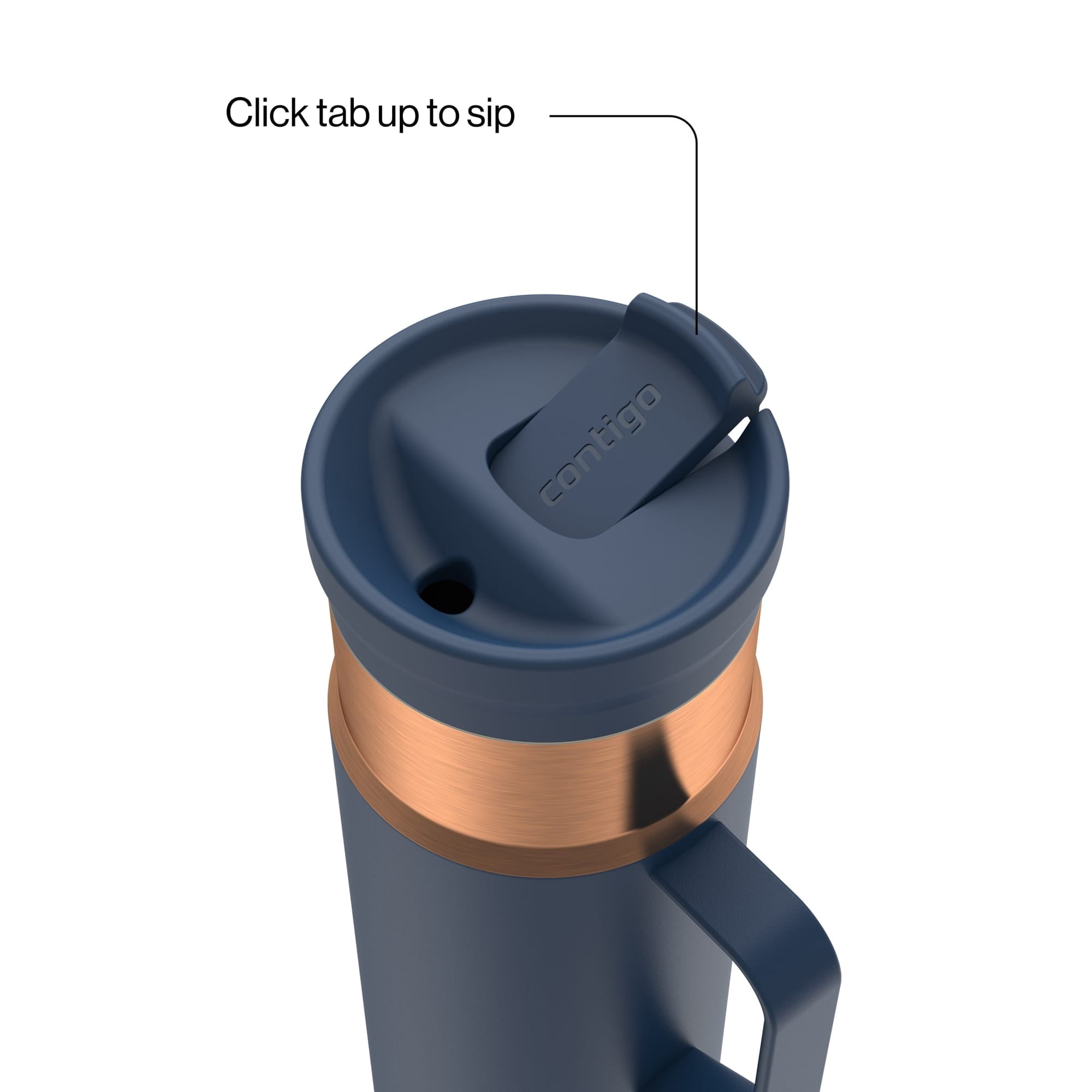 Contigo SnapSeal Leakproof Stainless Steel Reusable Water Bottle Tumbler with Side Handle, Dark Blue/Bronze, 20 oz - 784A