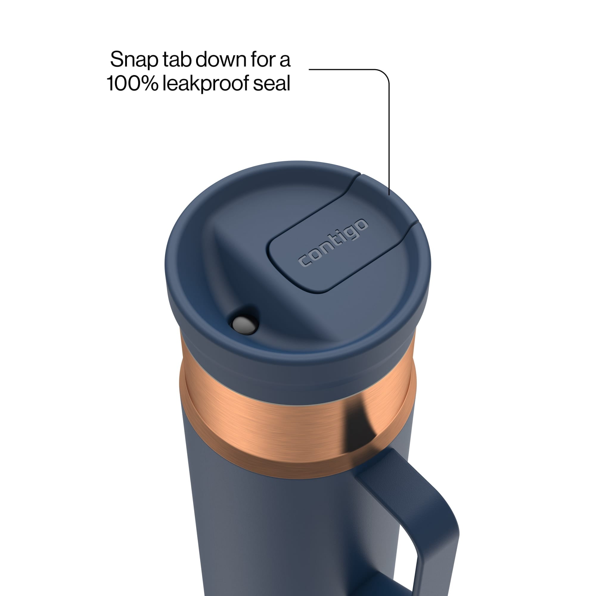 Contigo SnapSeal Leakproof Stainless Steel Reusable Water Bottle Tumbler with Side Handle, Dark Blue/Bronze, 20 oz - 784A