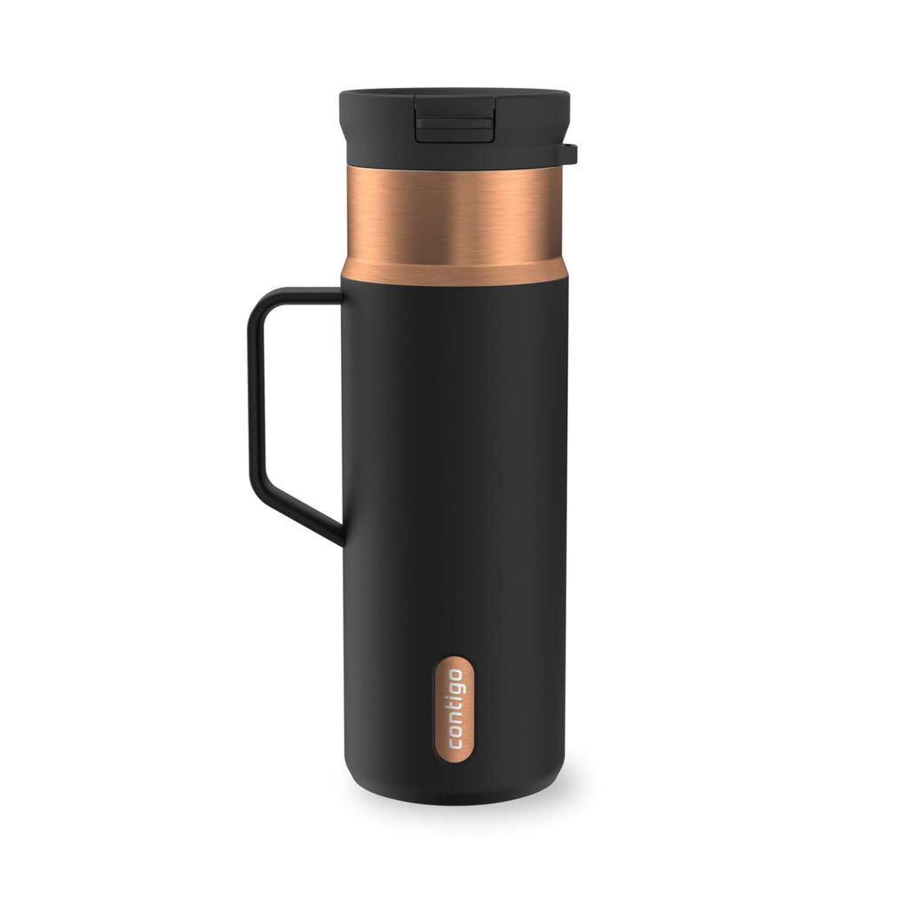Contigo SnapSeal Leakproof Stainless Steel Reusable Water Bottle Tumbler with Side Handle, Dark Blue/Bronze, 20 oz - 784A