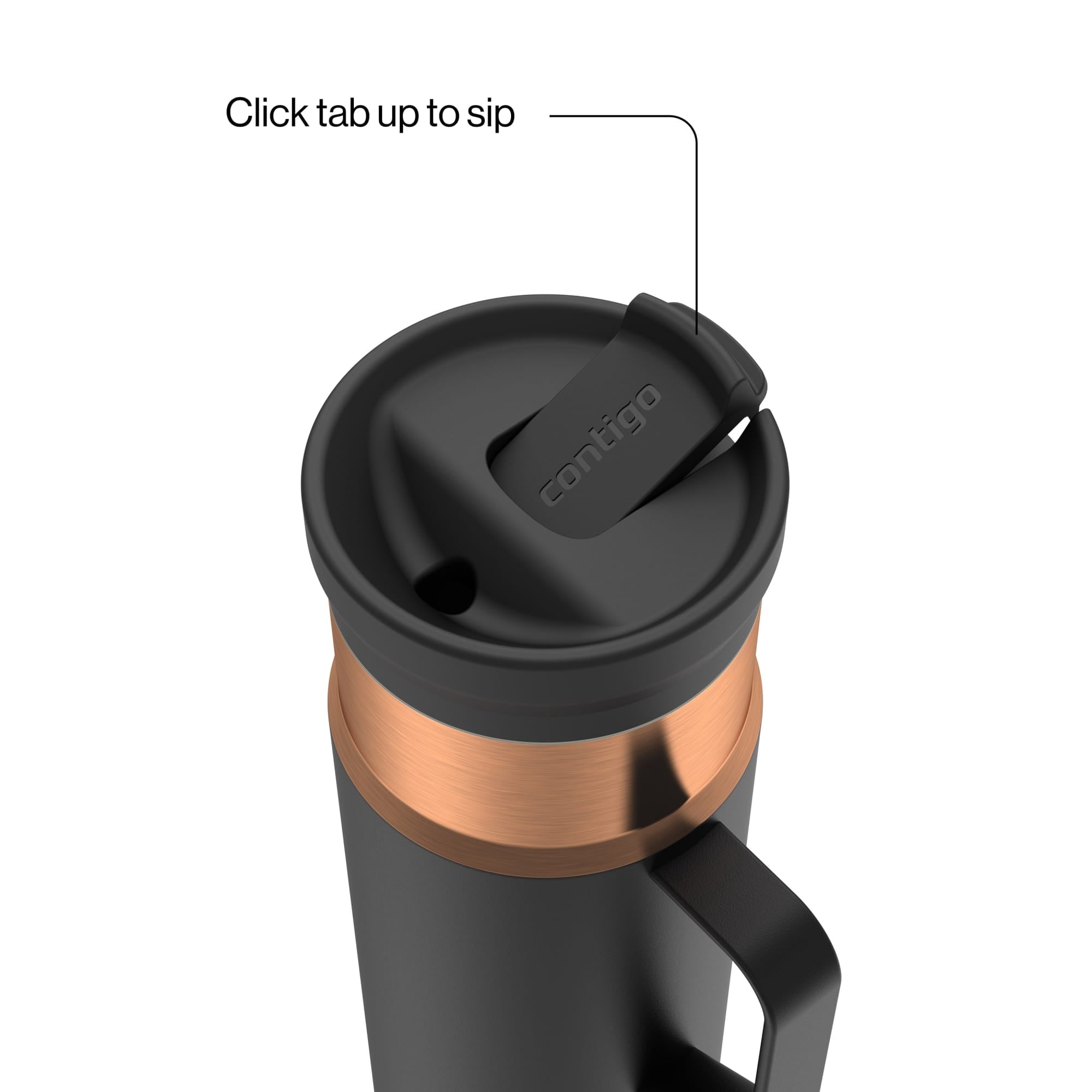 Contigo SnapSeal Leakproof Stainless Steel Reusable Water Bottle Tumbler with Side Handle, Dark Blue/Bronze, 20 oz - 784A
