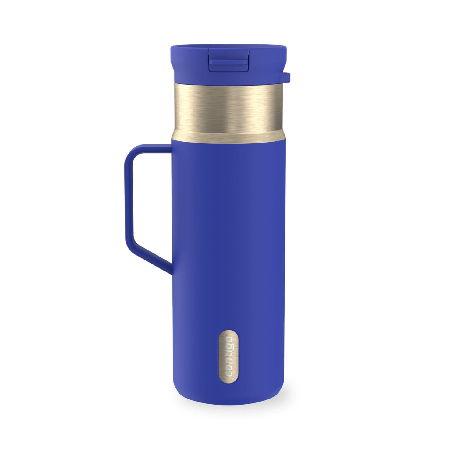 Contigo SnapSeal Leakproof Stainless Steel Reusable Water Bottle Tumbler with Side Handle, Dark Blue/Bronze, 20 oz - 784A