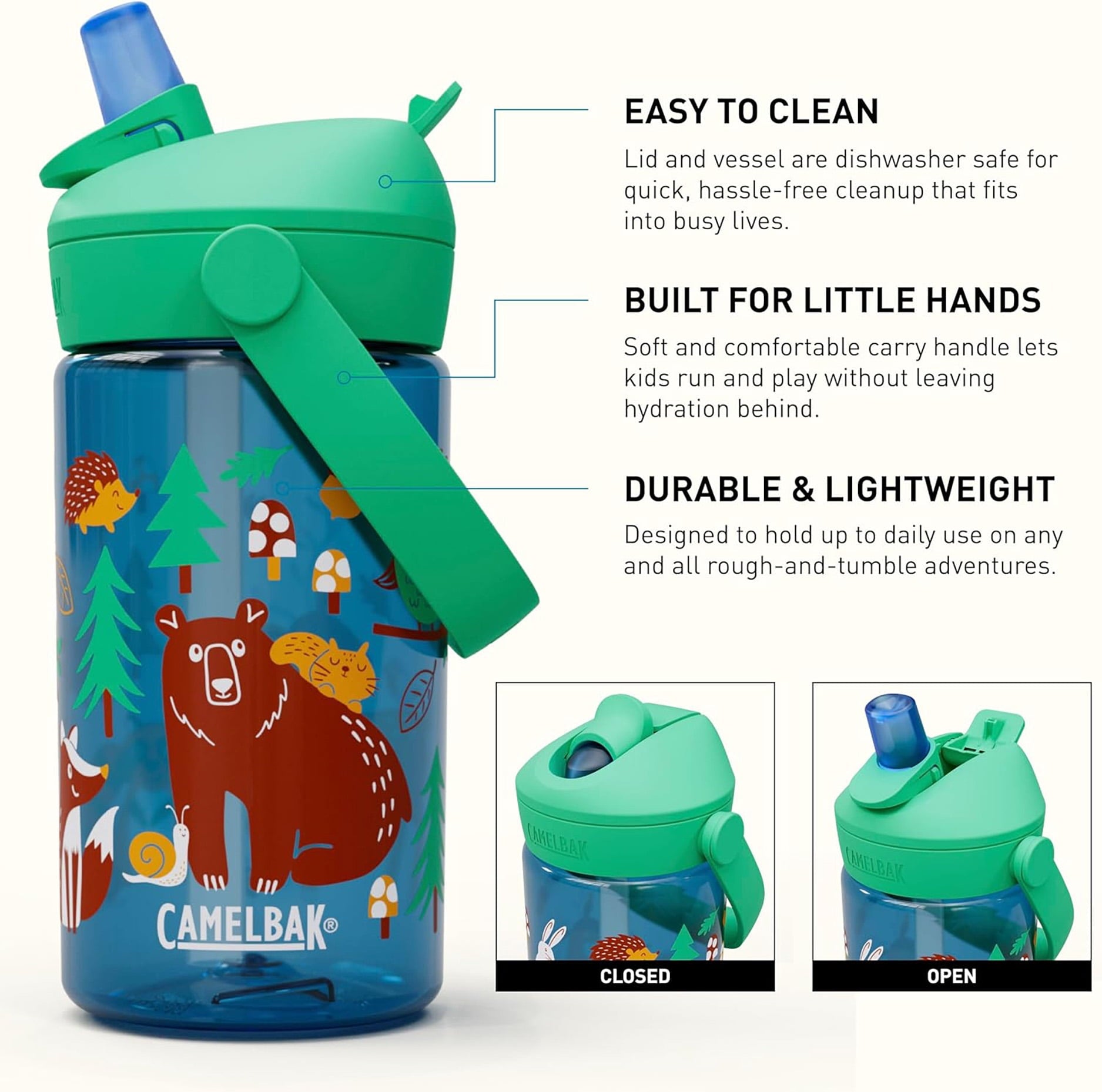 Camelbak Thrive™ Flip Straw Kids 14oz Bottle, Friendly Forest - 346C