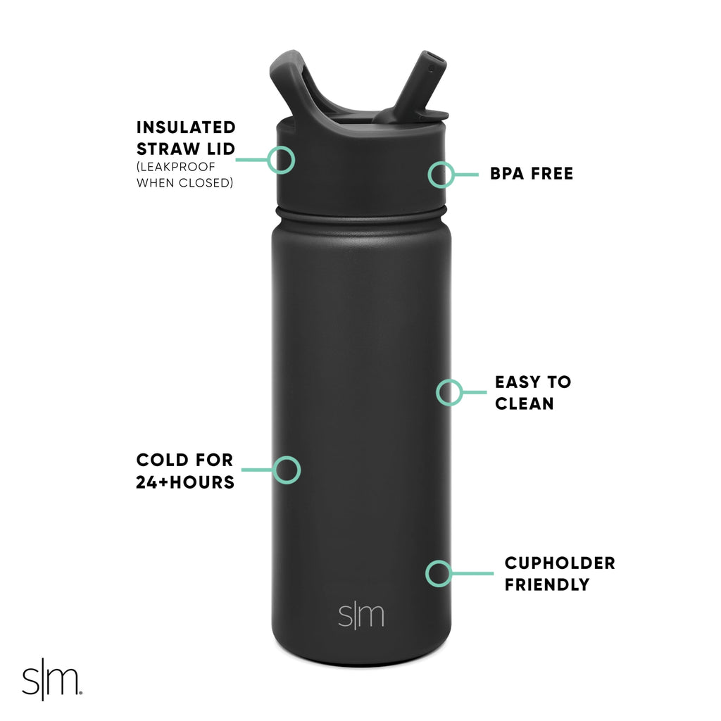 Simple Modern Summit Water Bottle Straw Lid Vacuum Insulated Stainless Steel Bottle | 18 fl oz - HVAC