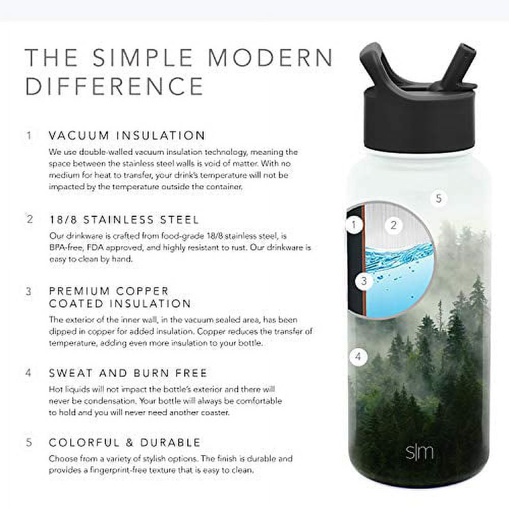 Simple Modern Summit Water Bottle Straw Lid Vacuum Insulated Stainless Steel Bottle | 18 fl oz - HVAC