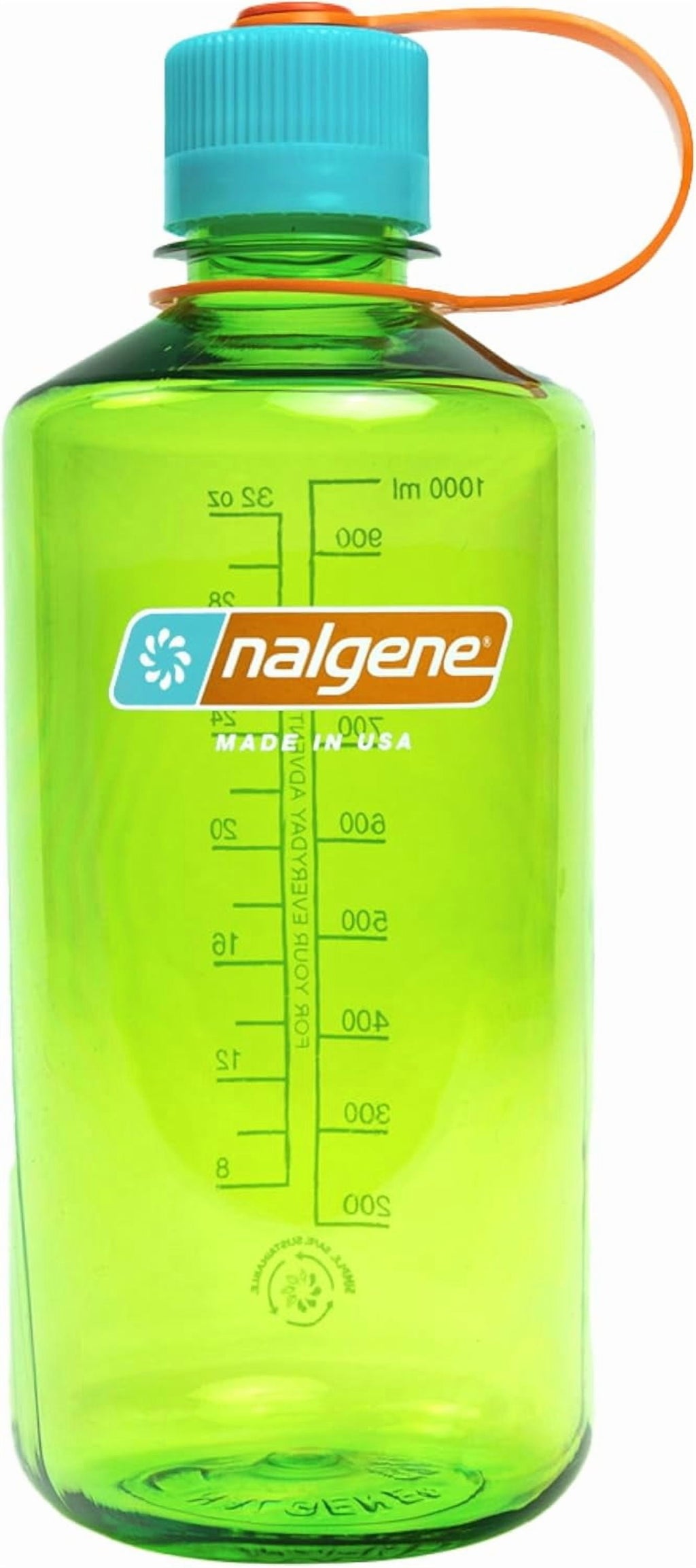 Nalgene Sustain Tritan BPA-Free Water Bottle Made with Material Derived from 50% Plastic Waste, 32 OZ, Narrow Mouth, Pear - H49T