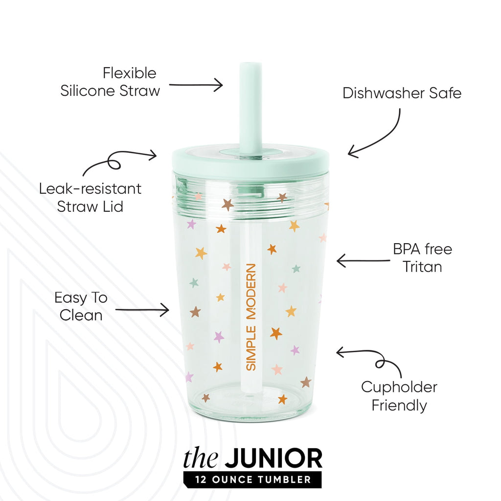 Simple Modern 12 fl oz Tritan Plastic Junior Tumbler with Silicone Straw Lid for Toddlers | Stars - MG2F