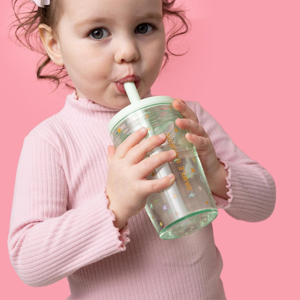 Simple Modern 12 fl oz Tritan Plastic Junior Tumbler with Silicone Straw Lid for Toddlers | Stars - MG2F