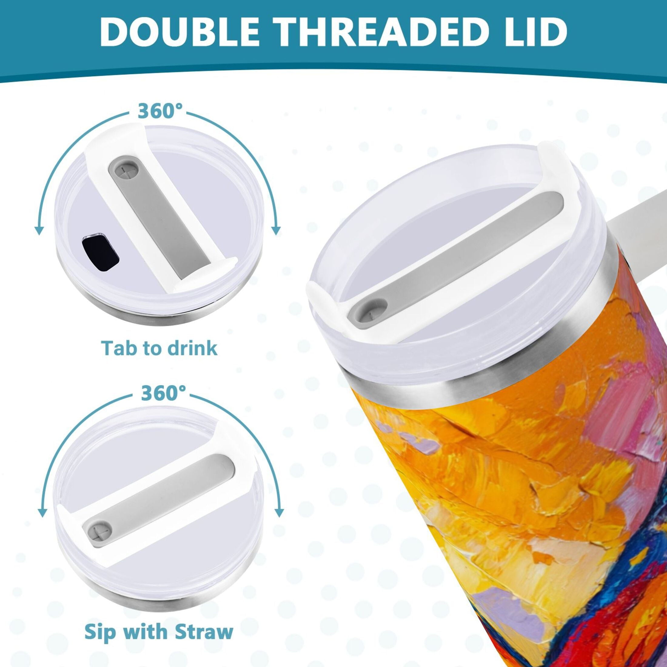 30 oz Insulated Stainless Steel Tumbler Double Wall Stainless Steel Tumbler with 2-Way Drinking Colorful Butterfly Flying - YQOT
