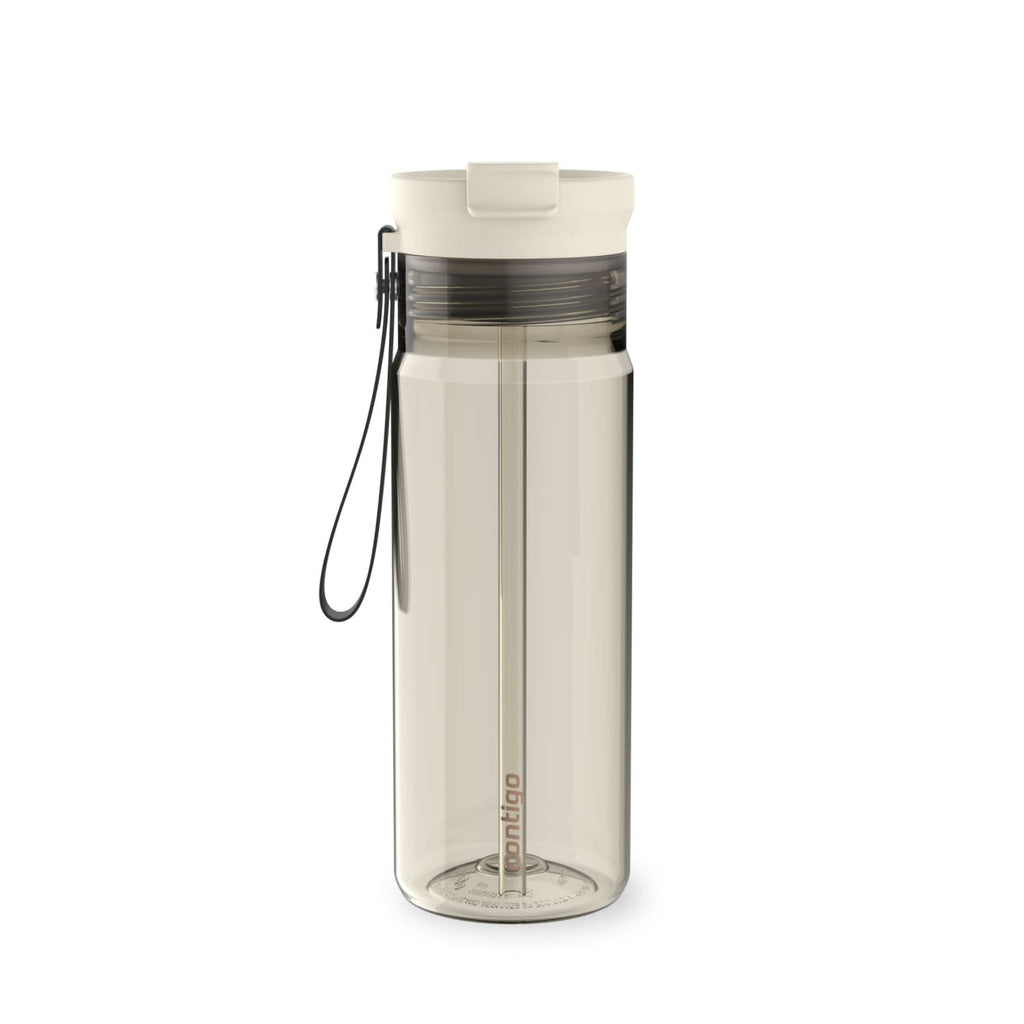 Contigo DualSip Leakproof Plastic Reusable Water Bottle with Carrying Strap, Black/Clear, 24 oz - L3VP