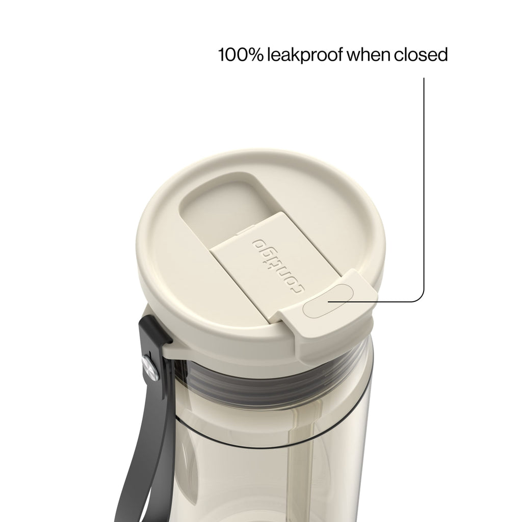 Contigo DualSip Leakproof Plastic Reusable Water Bottle with Carrying Strap, Black/Clear, 24 oz - L3VP
