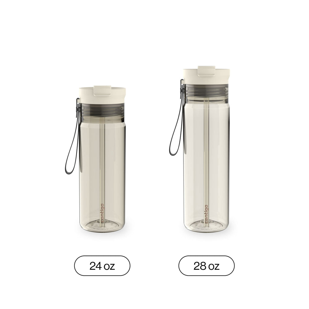 Contigo DualSip Leakproof Plastic Reusable Water Bottle with Carrying Strap, Black/Clear, 24 oz - L3VP