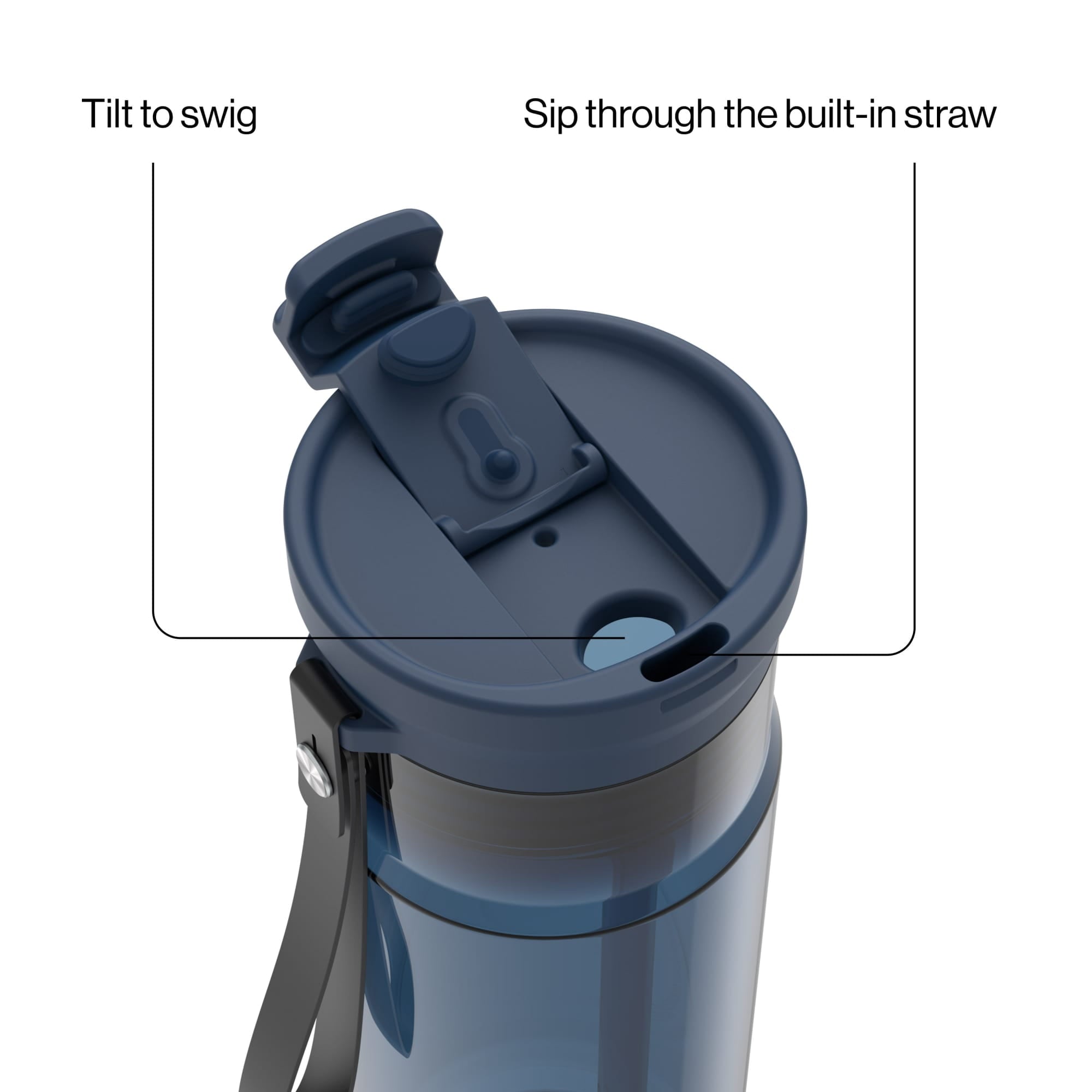 Contigo DualSip Leakproof Plastic Reusable Water Bottle with Carrying Strap, Black/Clear, 24 oz - L3VP