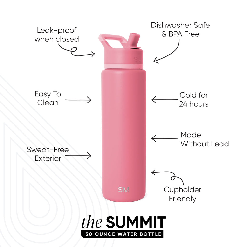 Simple Modern 30 fl oz Insulated Stainless Steel Summit Wide Mouth Water Bottle with Straw Lid | Slumberland - UPW6
