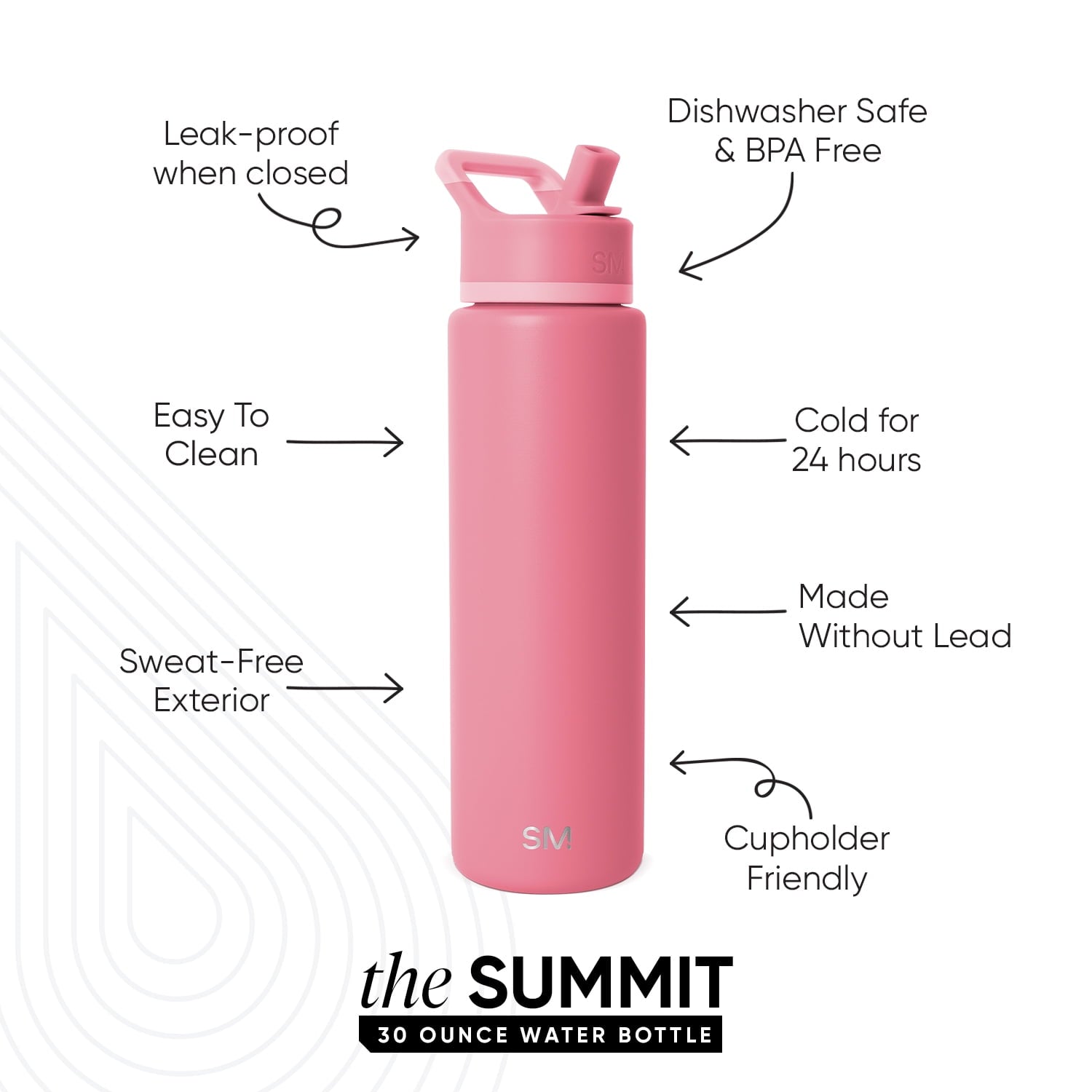 Simple Modern 30 fl oz Insulated Stainless Steel Summit Wide Mouth Water Bottle with Straw Lid | Slumberland - UPW6
