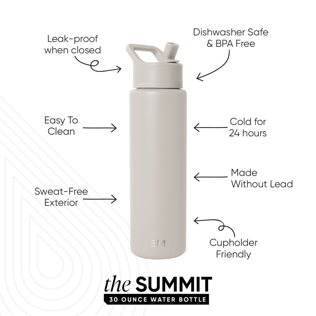 Simple Modern 30 fl oz Insulated Stainless Steel Summit Wide Mouth Water Bottle with Straw Lid | Slumberland - UPW6