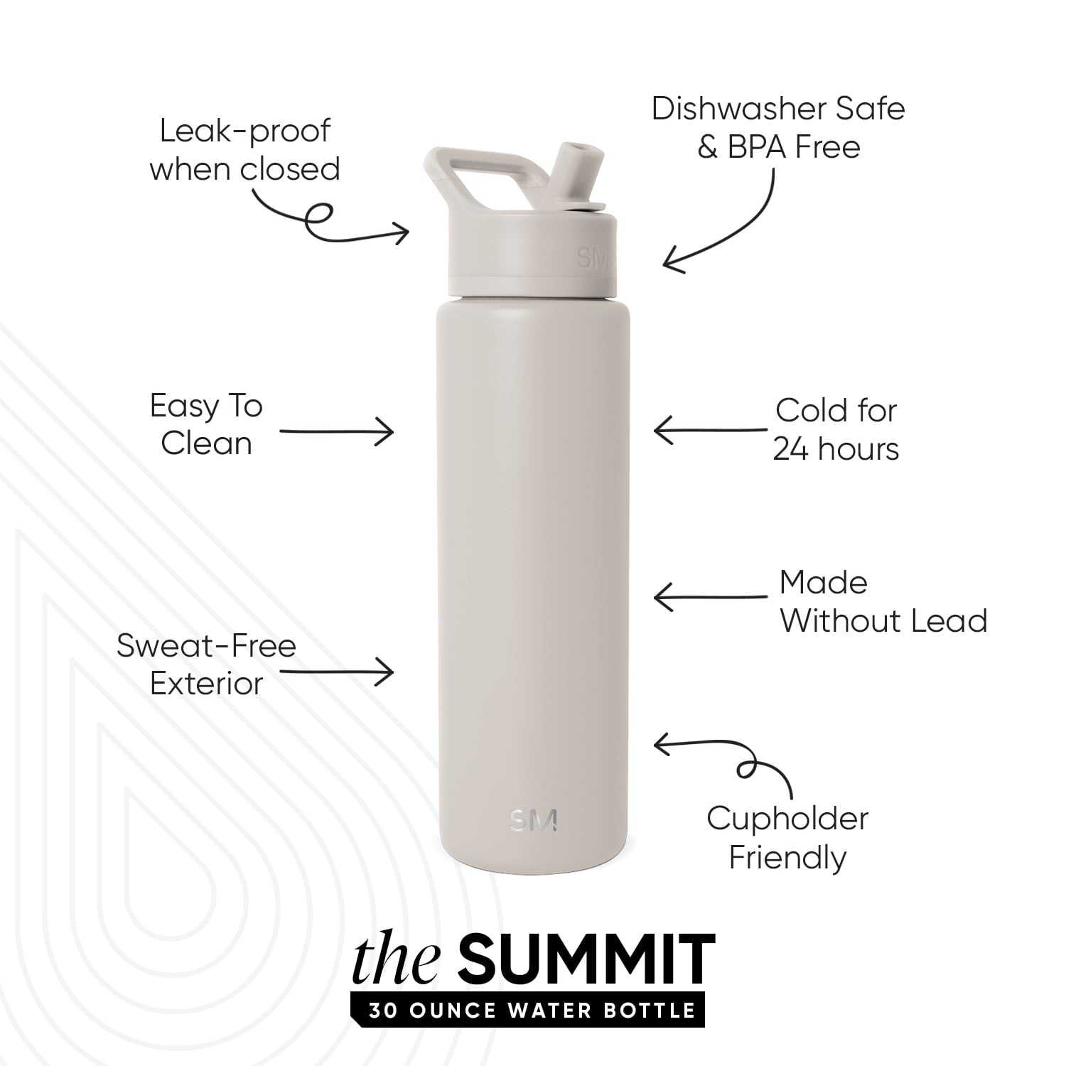 Simple Modern 30 fl oz Insulated Stainless Steel Summit Wide Mouth Water Bottle with Straw Lid | Slumberland - UPW6