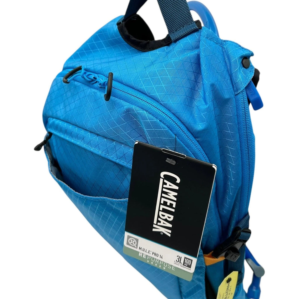 CAMELBAK M.U.L.E Pro 14L Bike Hydration Backpack 100 oz, Ibiza Blue/Orange - HTAD