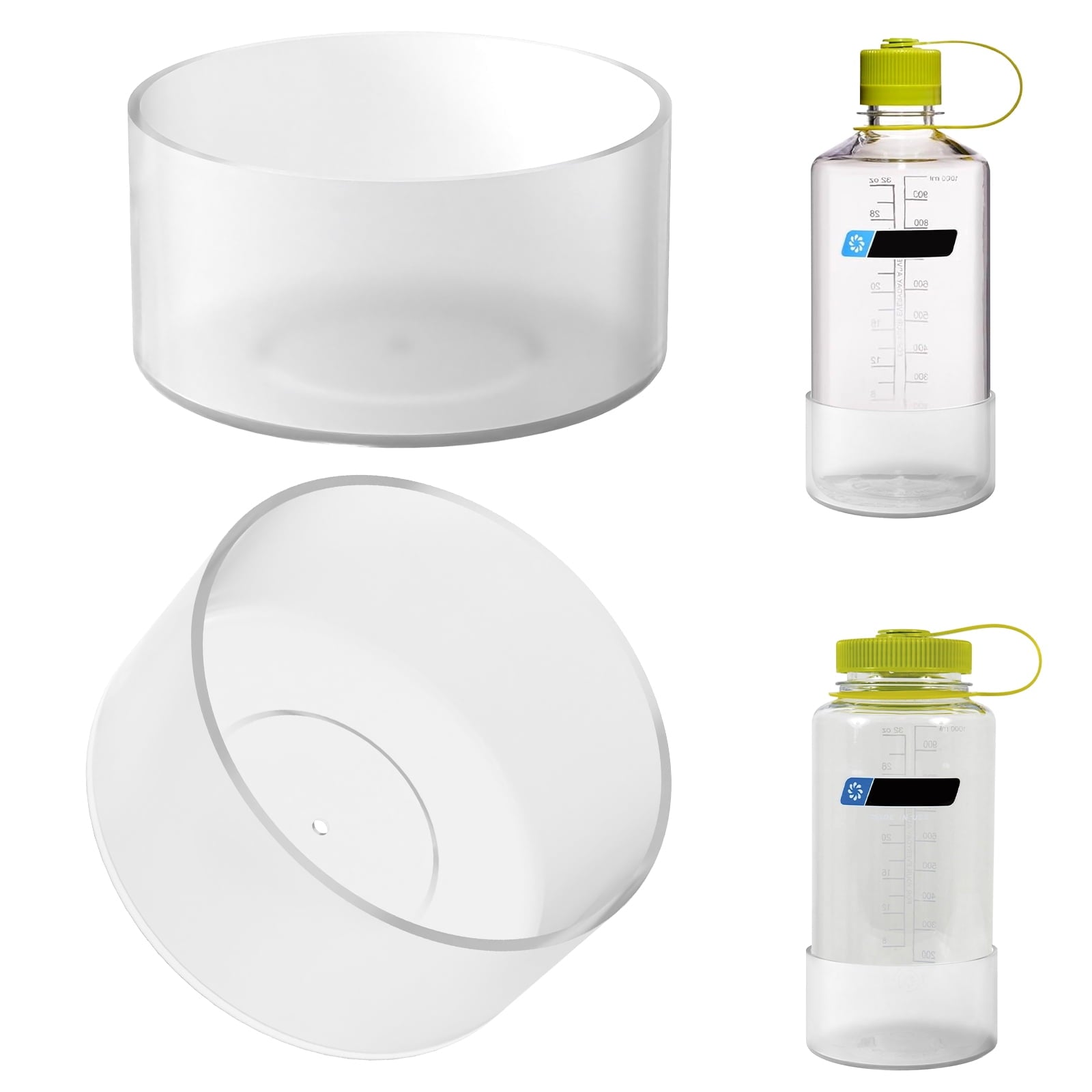 Linkidea 2 Pack Water Bottle Boot Compatible with Nalgene Sustain Wide Mouth 32oz/48oz, Narrow Mouth 32oz, Silicone Anti-Slip Bottle Bottom Bumper Protector (Clear White) - ZUC0