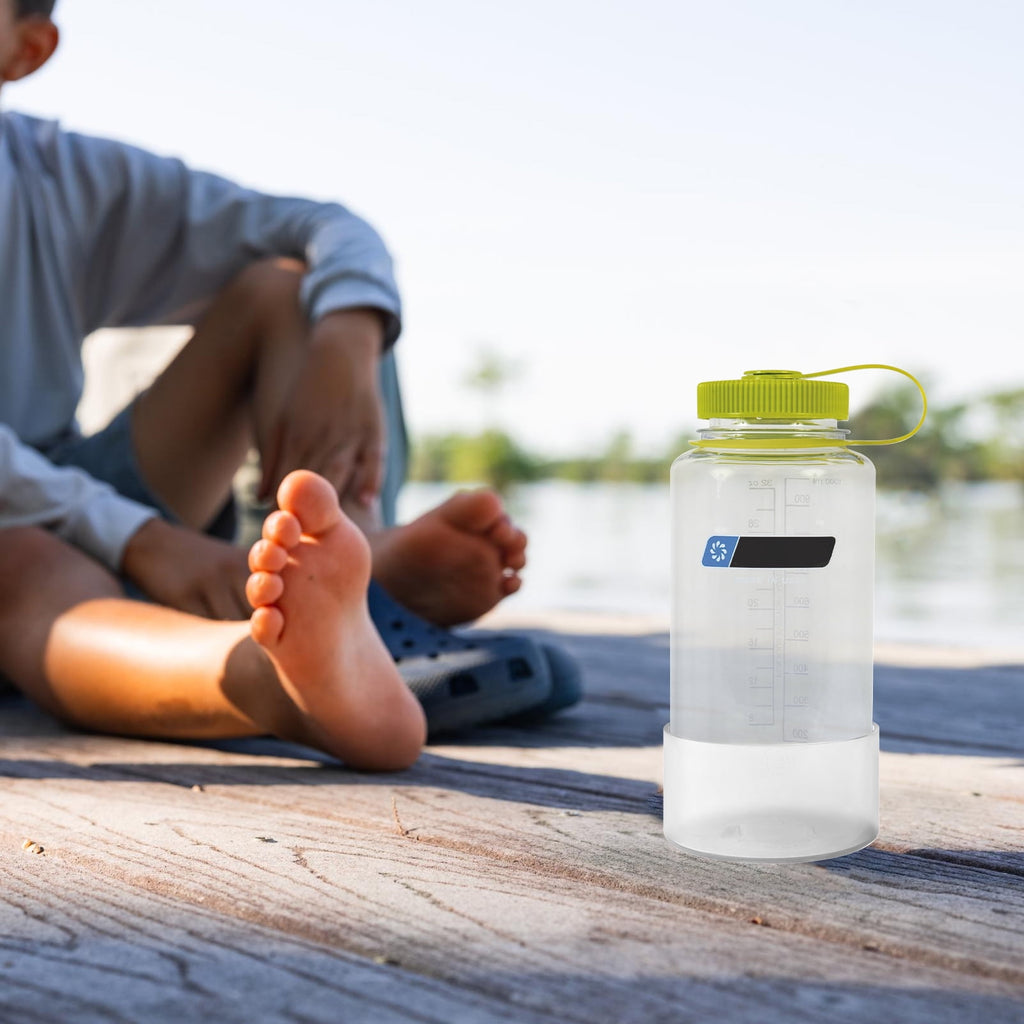 Linkidea 2 Pack Water Bottle Boot Compatible with Nalgene Sustain Wide Mouth 32oz/48oz, Narrow Mouth 32oz, Silicone Anti-Slip Bottle Bottom Bumper Protector (Clear White) - ZUC0