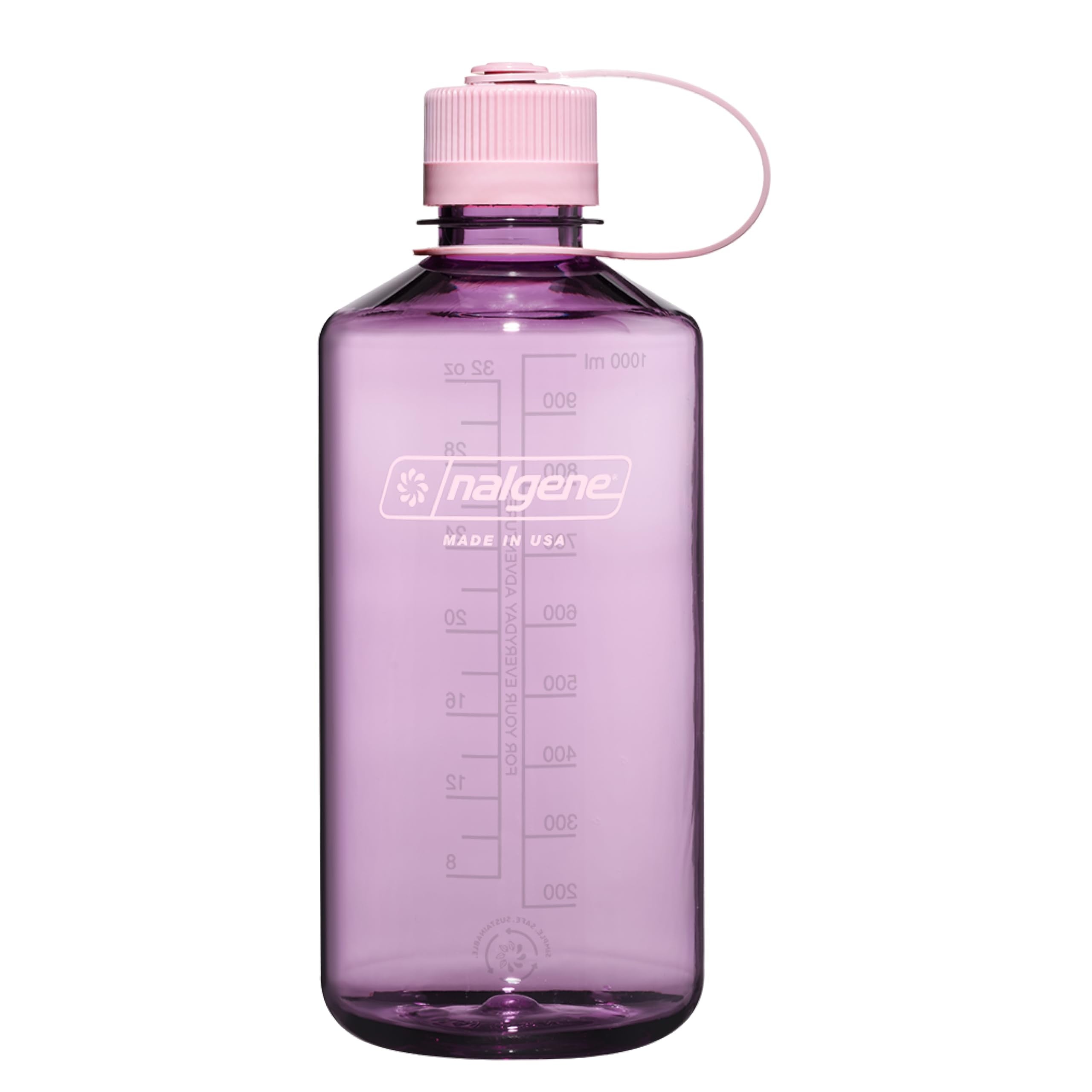 Nalgene Sustain Tritan BPA-Free Water Bottle Made with Material Derived from 50% Plastic Waste (using ISCC certified mass balance), 32 OZ, Narrow Mouth, Cherry Blossom - K4N2