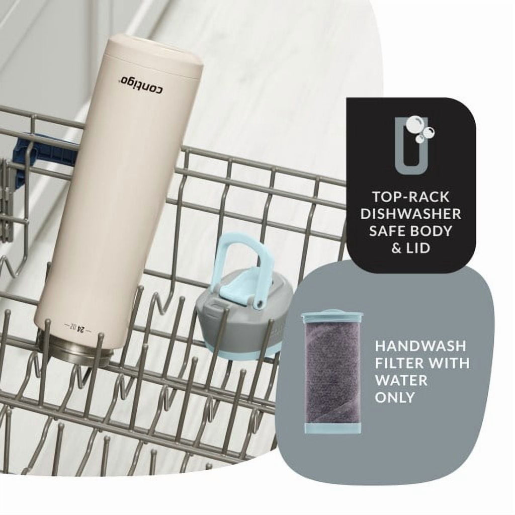 Contigo Clybourn Chill Stainless Steel FreeFlow Filter Water Bottle with AUTOSEAL, 24oz Salt - ZJMS