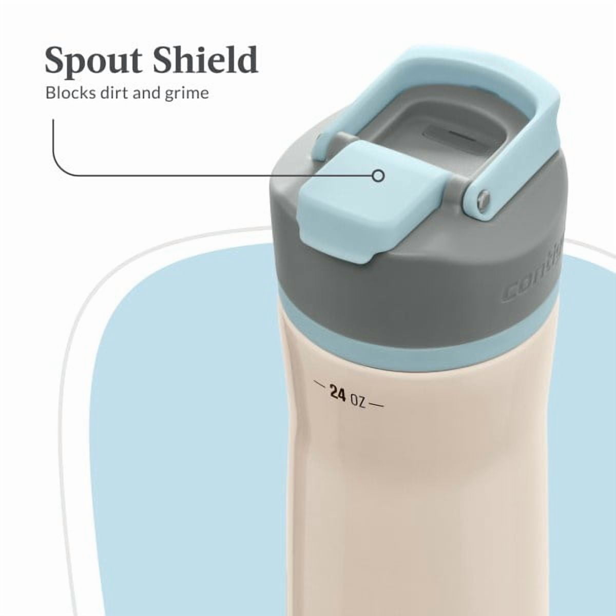 Contigo Clybourn Chill Stainless Steel FreeFlow Filter Water Bottle with AUTOSEAL, 24oz Salt - ZJMS