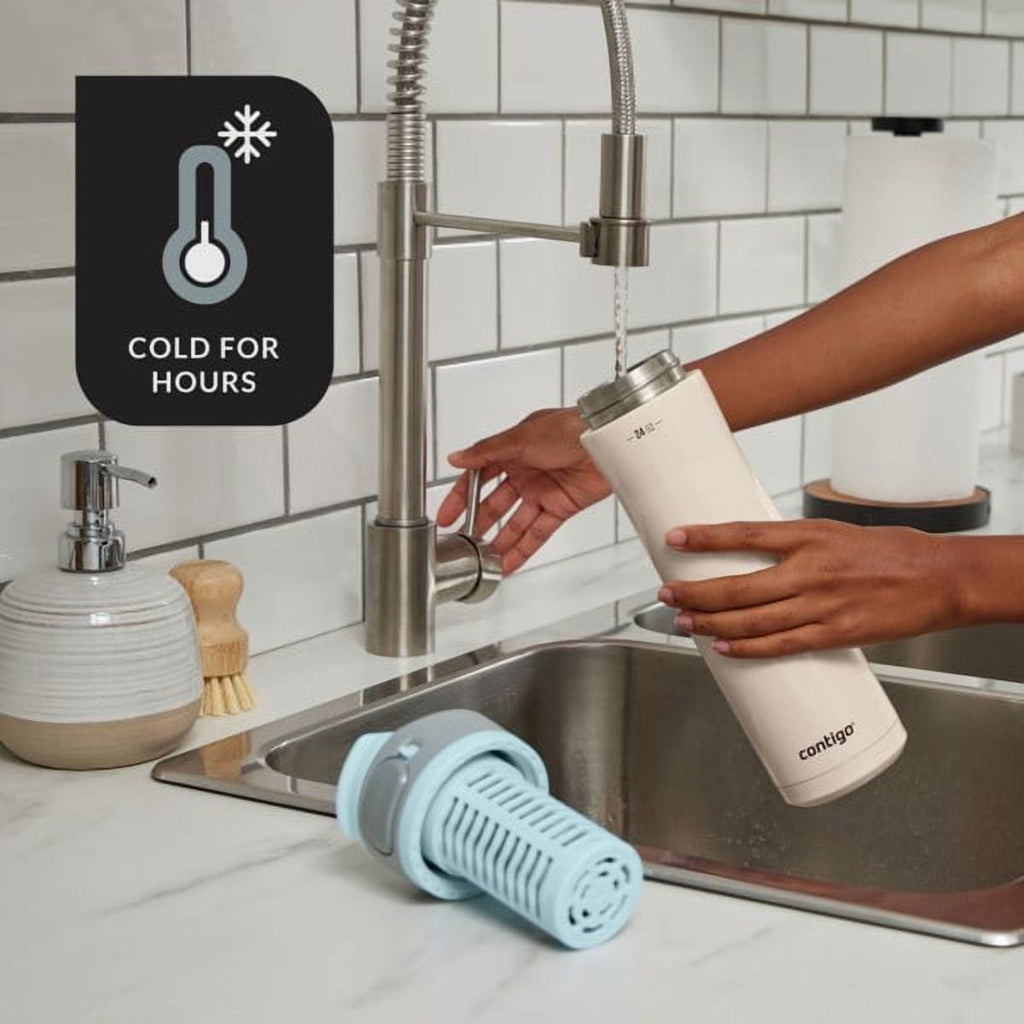 Contigo Clybourn Chill Stainless Steel FreeFlow Filter Water Bottle with AUTOSEAL, 24oz Salt - ZJMS