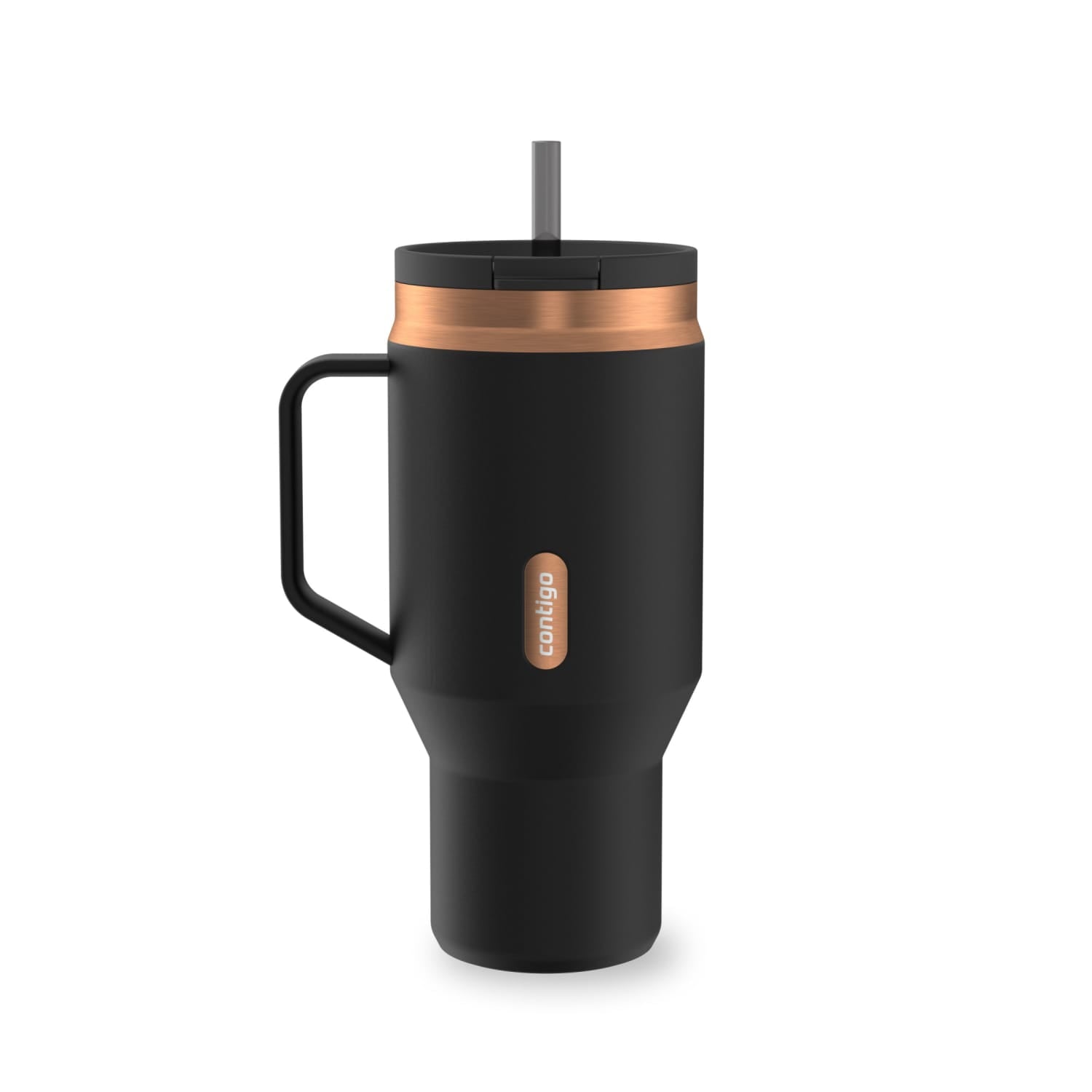 Contigo SnapSeal Leakproof Stainless Steel Reusable Water Bottle Tumbler with Side Handle, Black/Bronze, 30 oz - UKGK