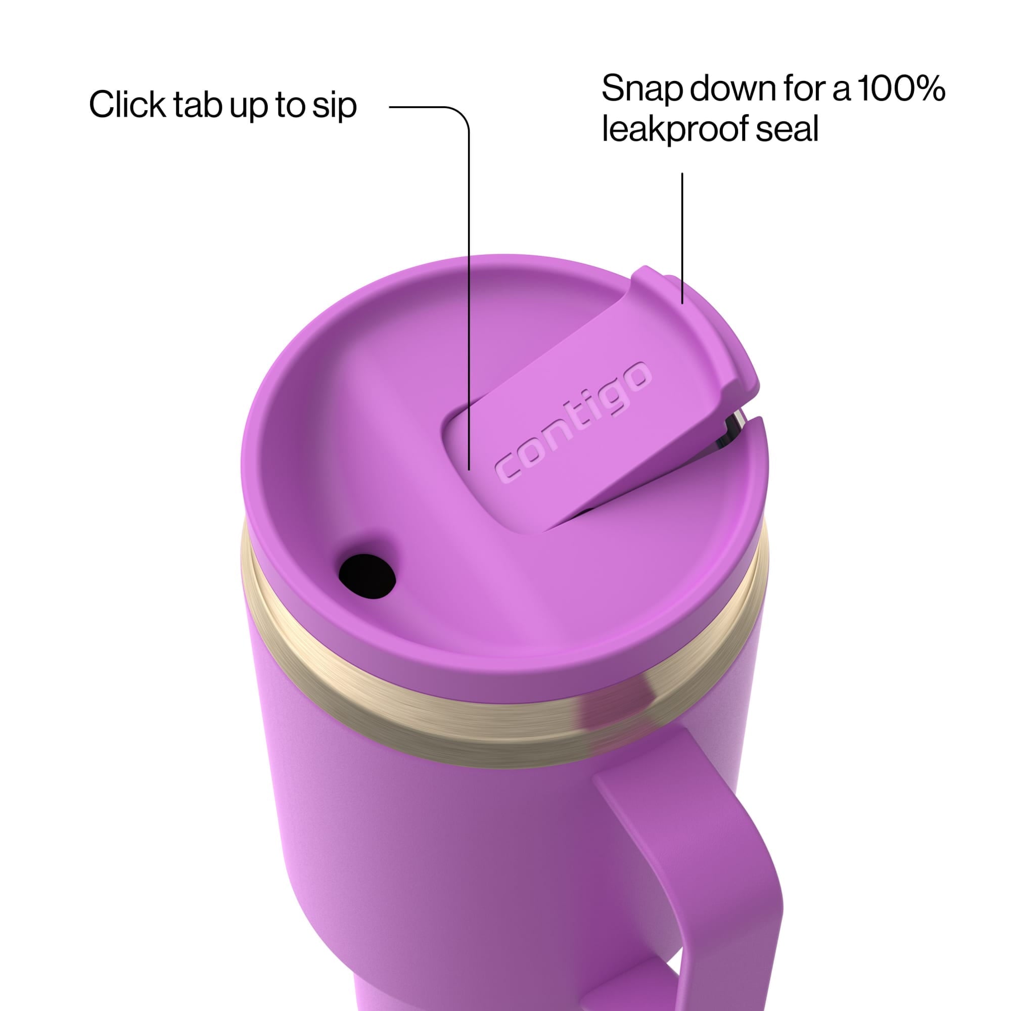 Contigo SnapSeal Leakproof Stainless Steel Reusable Water Bottle Tumbler with Side Handle, Black/Bronze, 30 oz - UKGK