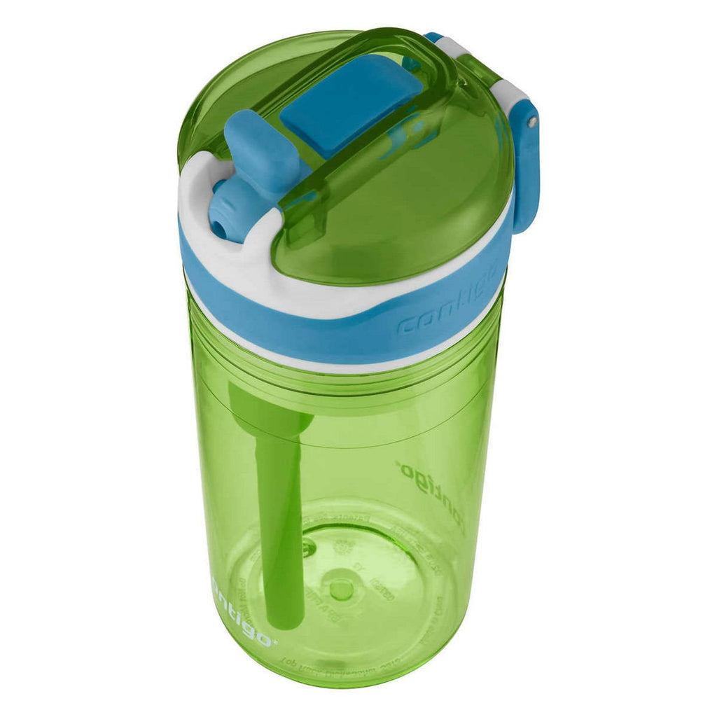 Contigo Kids 2-in-1 Snack Hero Tumbler Featuring 4oz Snack Holder Stacked on Top of 13oz Water Bottle - BPA Free, Durable Tritan w/Flexible Carry Handle &amp; Spill-Proof Valve, Green &amp; Blue – 2 Pack - THH9
