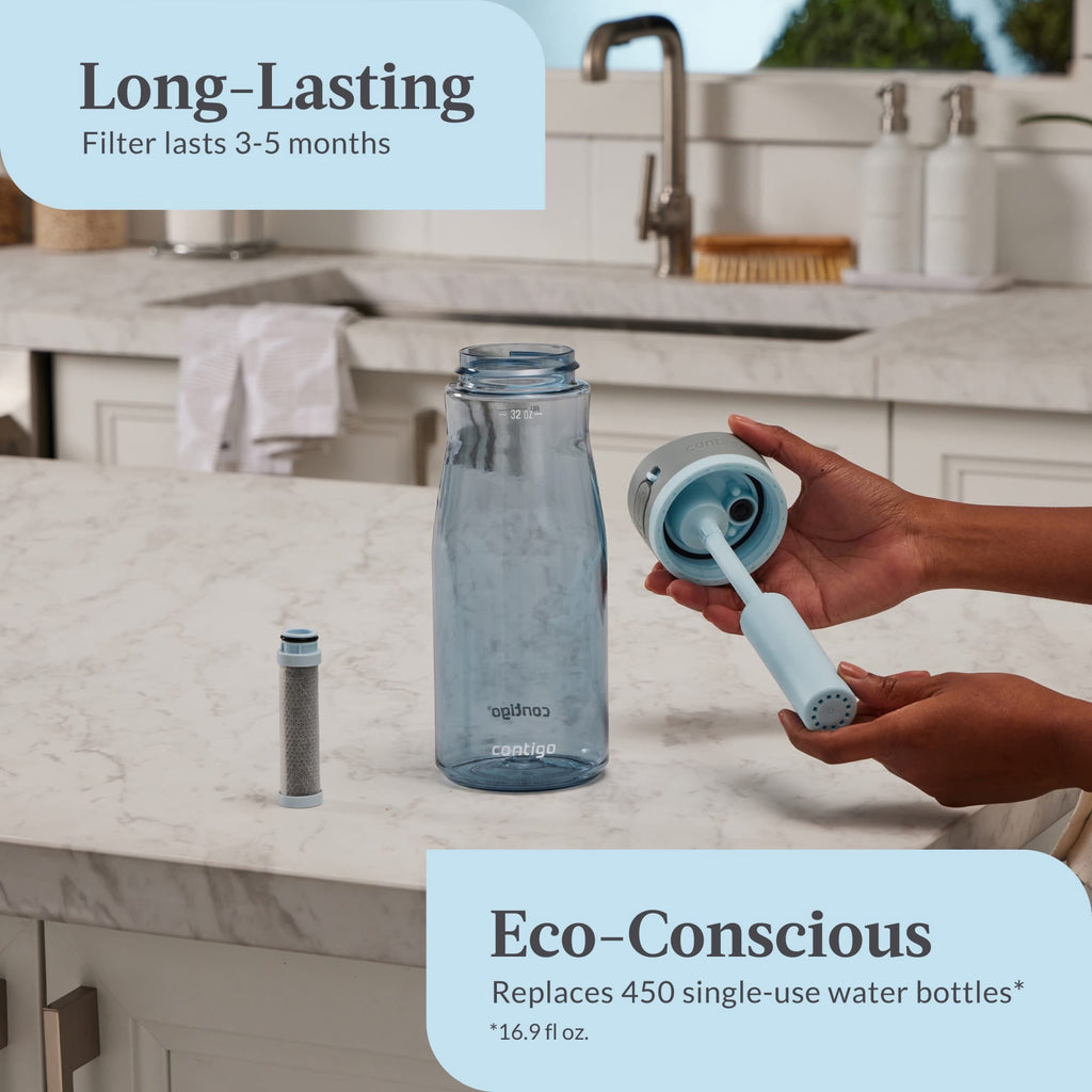 Contigo Wells Plastic Filter Water Bottle with AUTOSPOUT Straw Lid, 32 oz., Dark Ice - YH8S