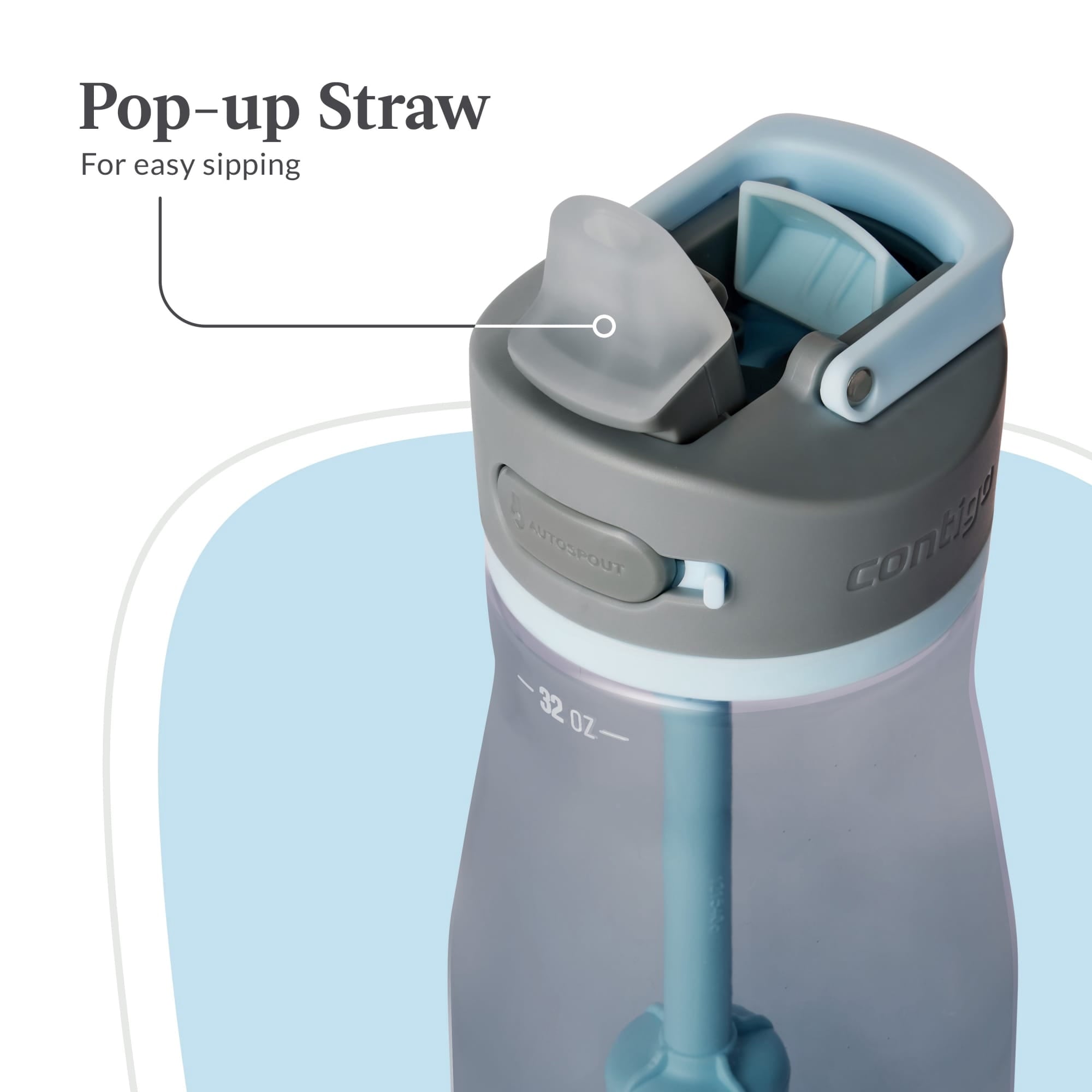 Contigo Wells Plastic Filter Water Bottle with AUTOSPOUT Straw Lid, 32 oz., Dark Ice - YH8S