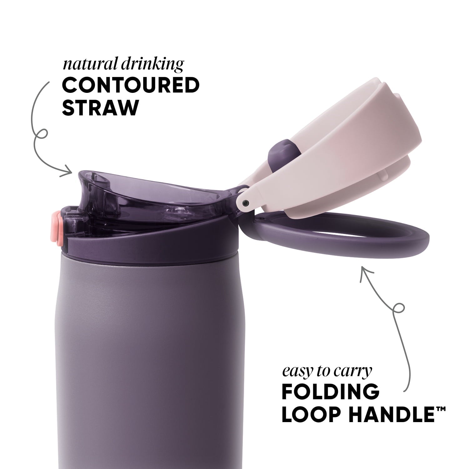Simple Modern 24oz Mesa Loop Water Bottle with Covered Spout | Pink Champagne - 8FHU