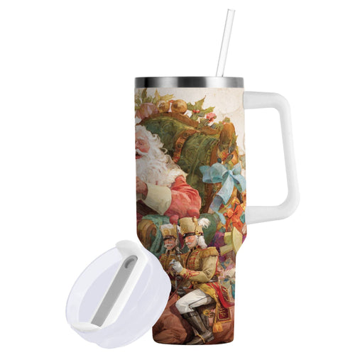 30 oz Insulated Stainless Steel Tumbler Double Wall Stainless Steel Tumbler with 2-Way Drinking Santa Claus Sitting in Chair - G4W6