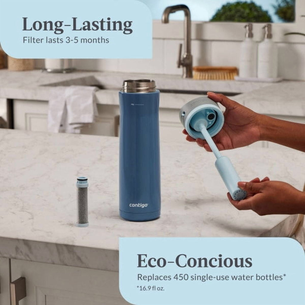 Contigo 24 oz. Wells Chill Stainless Steel Filter Bottle w/ Filters - Dark Ice - EGQT