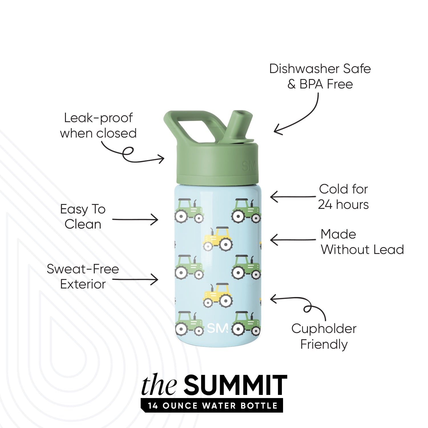 Simple Modern 14oz Summit Water Bottle with Straw Lid | Confetti - QTJU