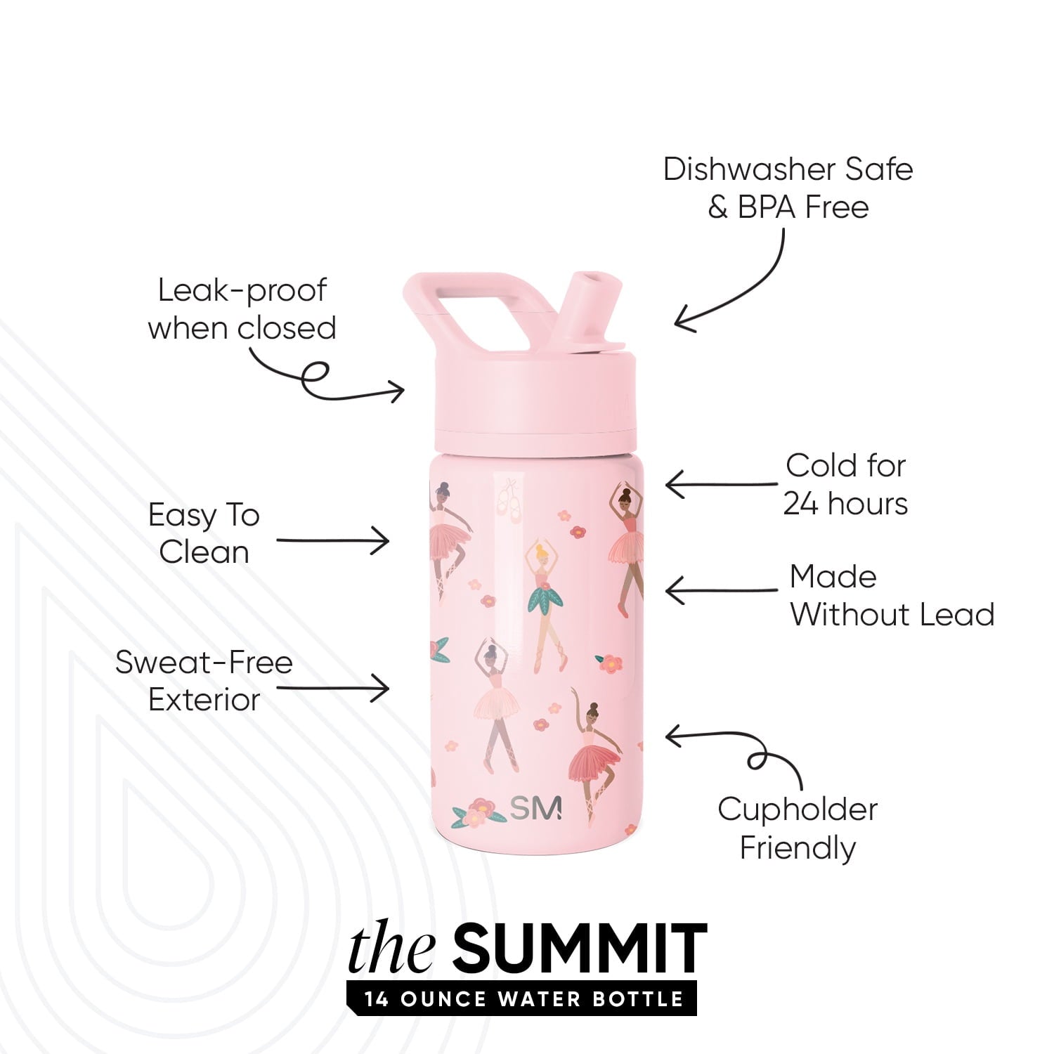Simple Modern 14oz Summit Water Bottle with Straw Lid | Confetti - QTJU