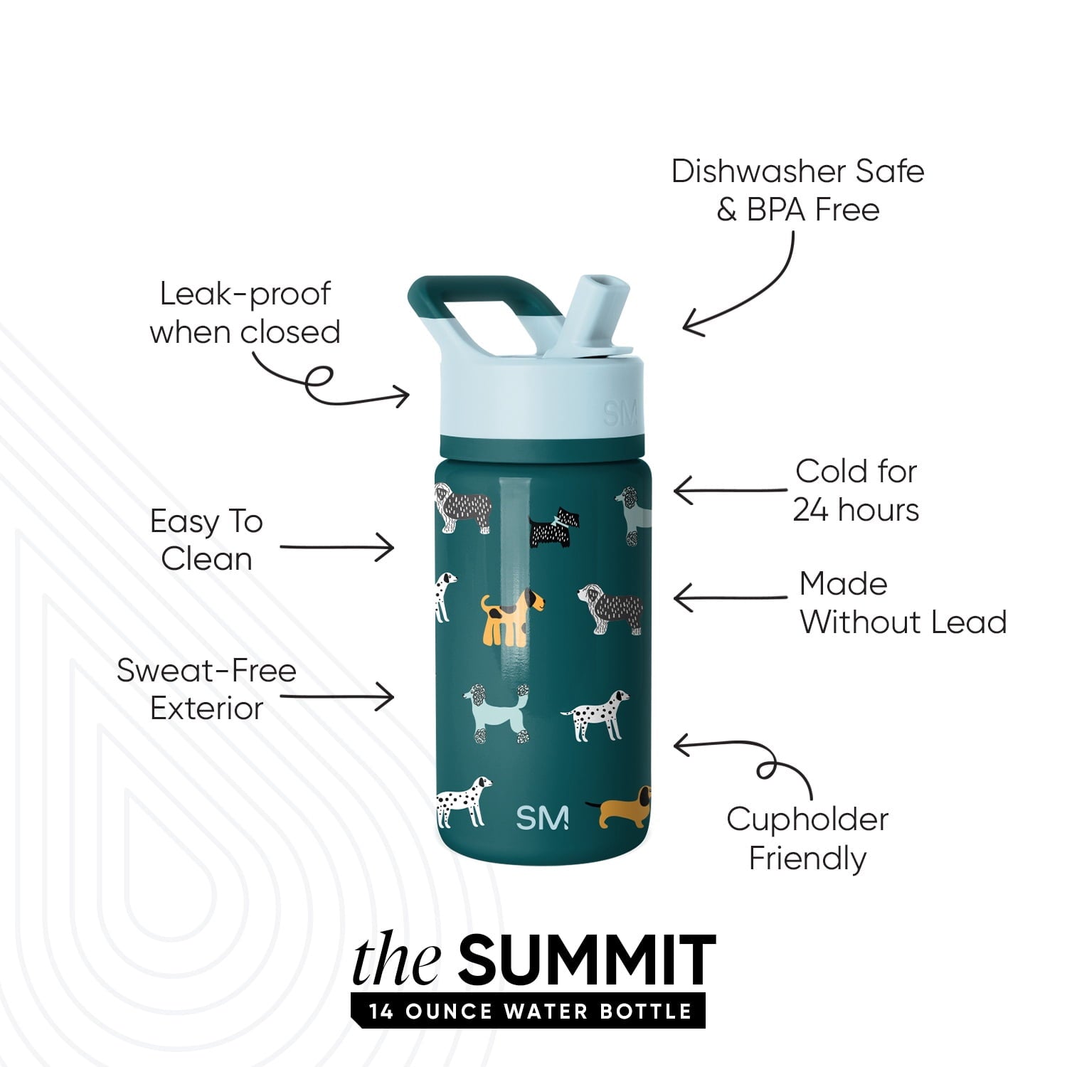 Simple Modern 14oz Summit Water Bottle with Straw Lid | Confetti - QTJU