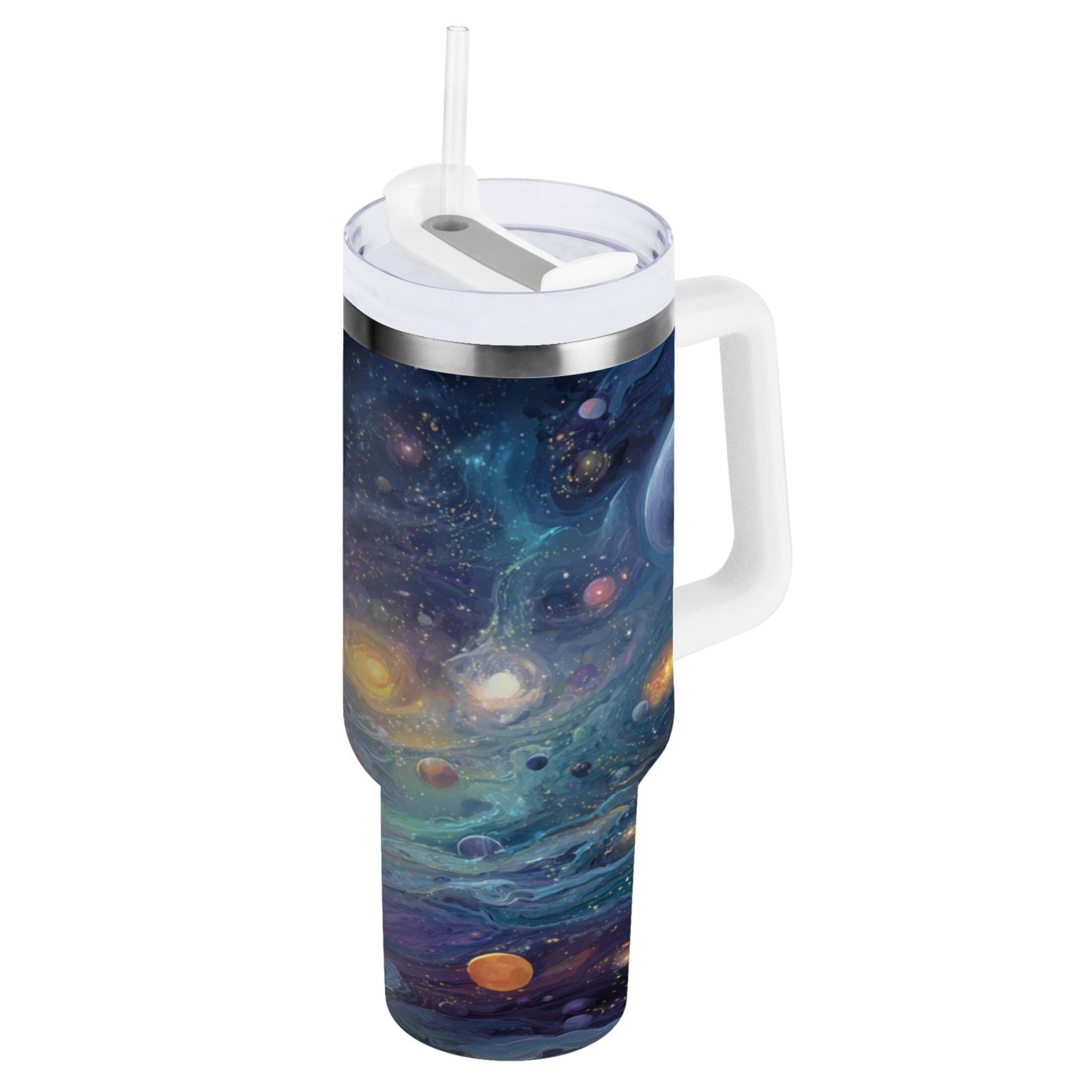30 oz Insulated Stainless Steel Tumbler Double Wall Stainless Steel Tumbler with 2-Way Drinking Vibrant and Colorful Universe - ACXD