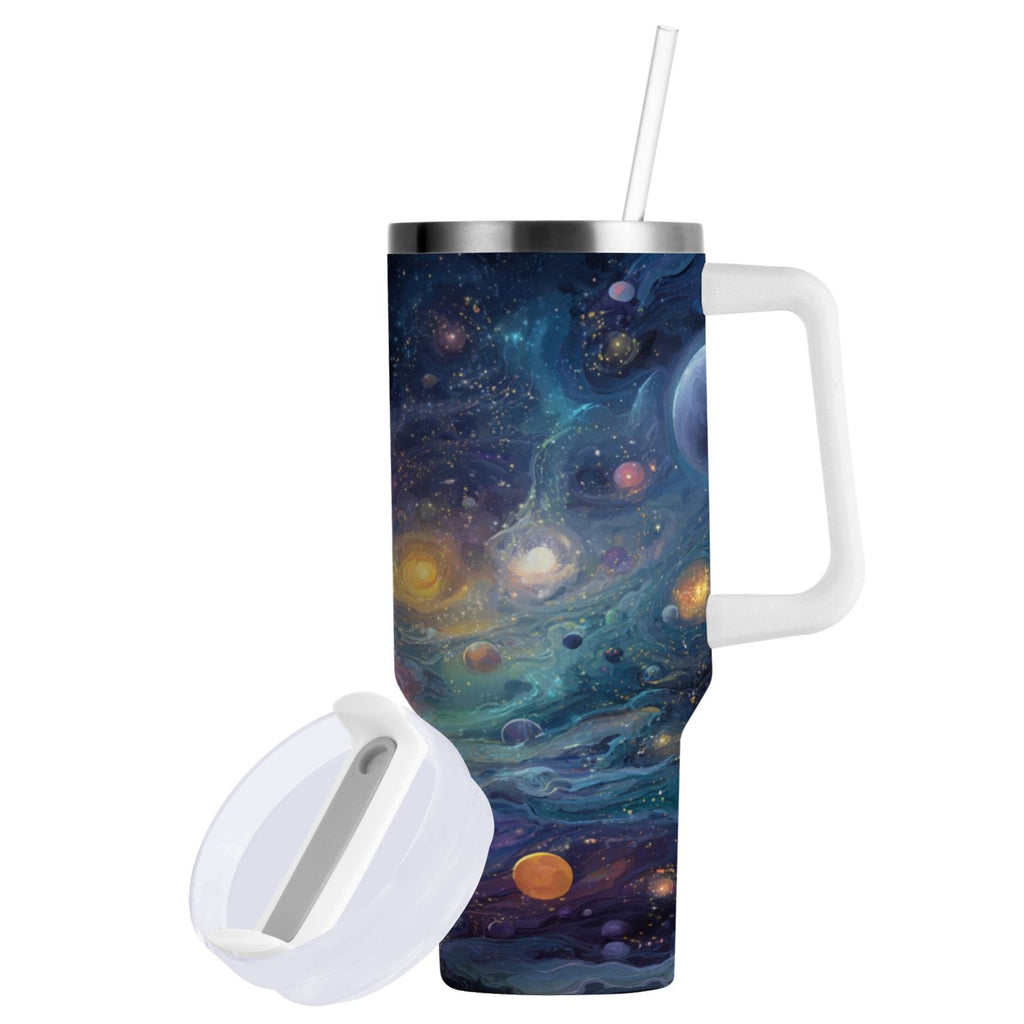 30 oz Insulated Stainless Steel Tumbler Double Wall Stainless Steel Tumbler with 2-Way Drinking Vibrant and Colorful Universe - ACXD
