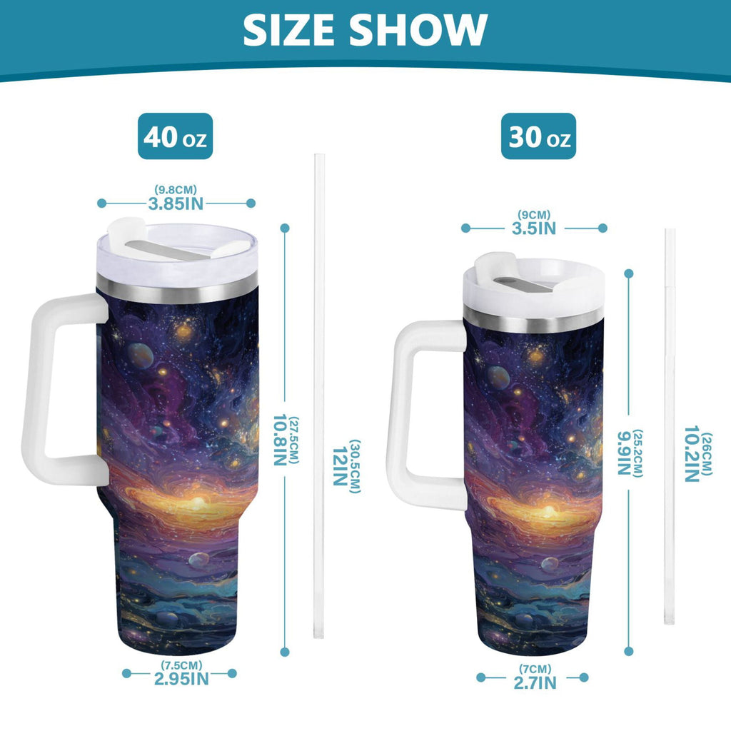 30 oz Insulated Stainless Steel Tumbler Double Wall Stainless Steel Tumbler with 2-Way Drinking Vibrant and Colorful Universe - ACXD