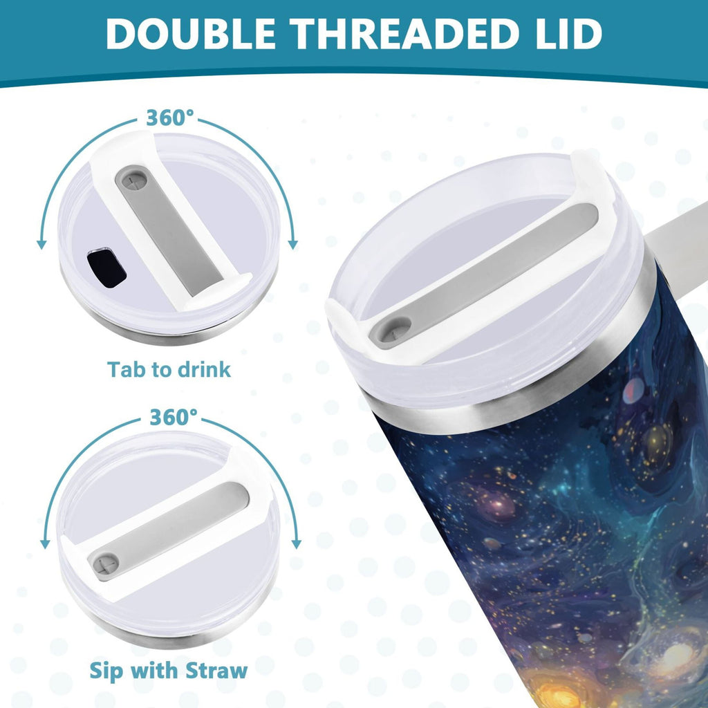 30 oz Insulated Stainless Steel Tumbler Double Wall Stainless Steel Tumbler with 2-Way Drinking Vibrant and Colorful Universe - ACXD