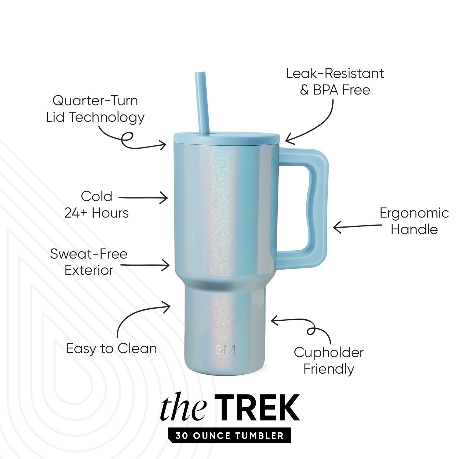 Simple Modern 30 fl oz Insulated Stainless Steel Trek Tumbler with Straw Lid | Seaglass Sage and Cream Checkmate - ON24