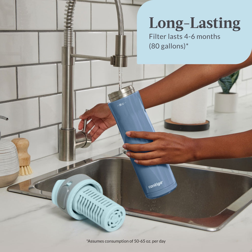 Contigo Clybourn FreeFlow Filter Water Bottle Replacement Filter, 1 Count - 6O74