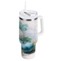 40 oz Insulated Stainless Steel Tumbler Double Wall Stainless Steel Tumbler with 2-Way Drinking Watercolor Pumpkins and Leaves - MQ2N