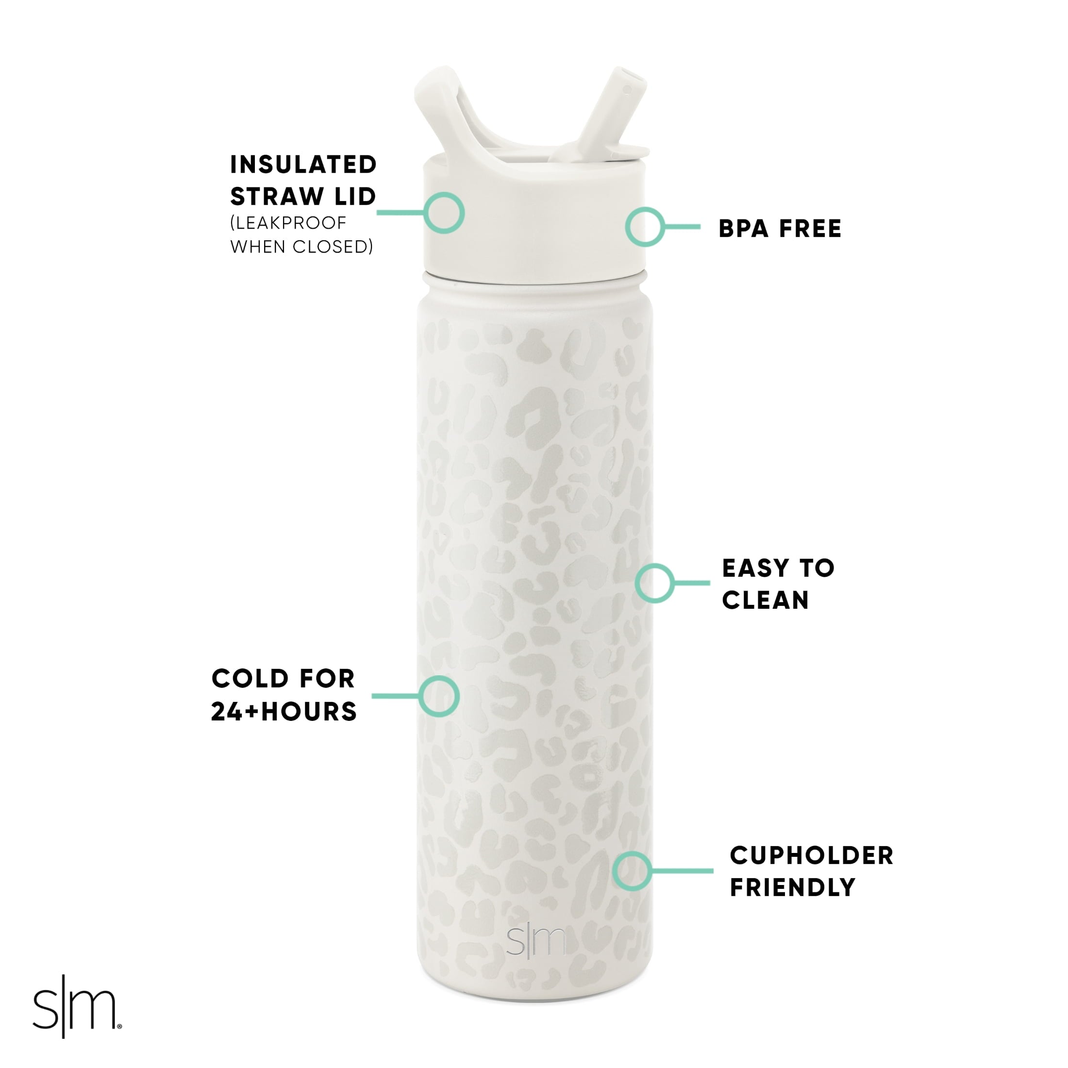 Simple Modern Summit Water Bottle Straw Lid Vacuum Insulated Stainless Steel Bottle | 22 fl oz - CO4B