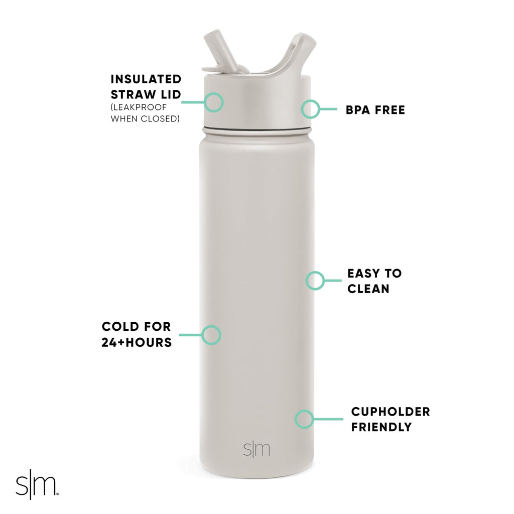 Simple Modern Summit Water Bottle Straw Lid Vacuum Insulated Stainless Steel Bottle | 22 fl oz - CO4B