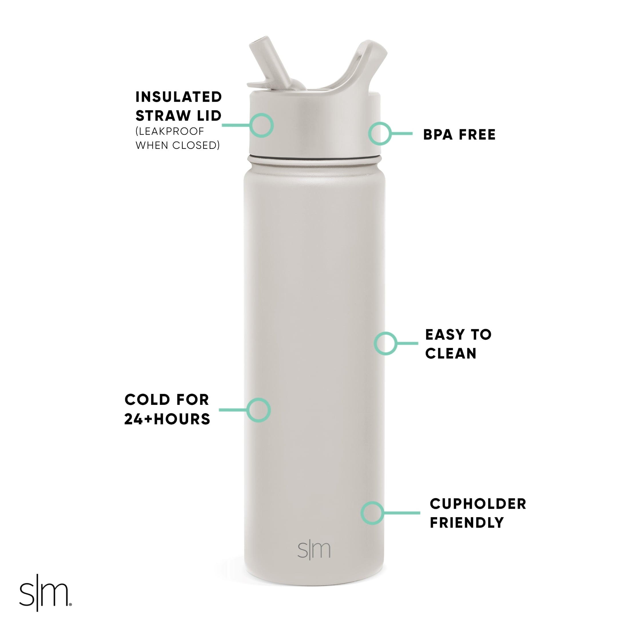 Simple Modern Summit Water Bottle Straw Lid Vacuum Insulated Stainless Steel Bottle | 22 fl oz - CO4B