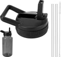 Straw Lid Compatible with Nalgene Water Bottles 32 OZ, BPA-Free Straws Lid with Handle for Nalgene Wide Mouth, Replacement Bottle Cap Accessories with 2 Straws and 1 Straw Brush - 41OF